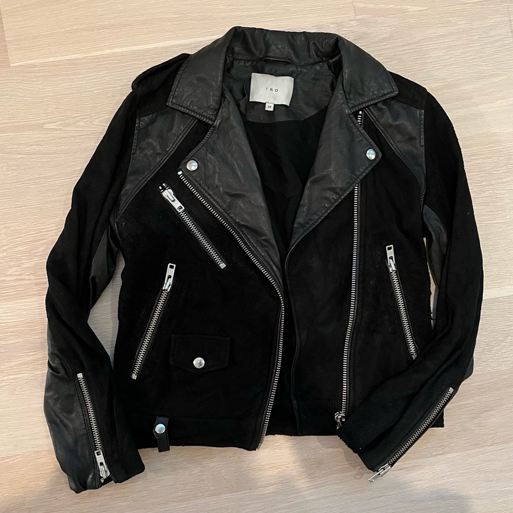 IRO leather and suede moto jacket